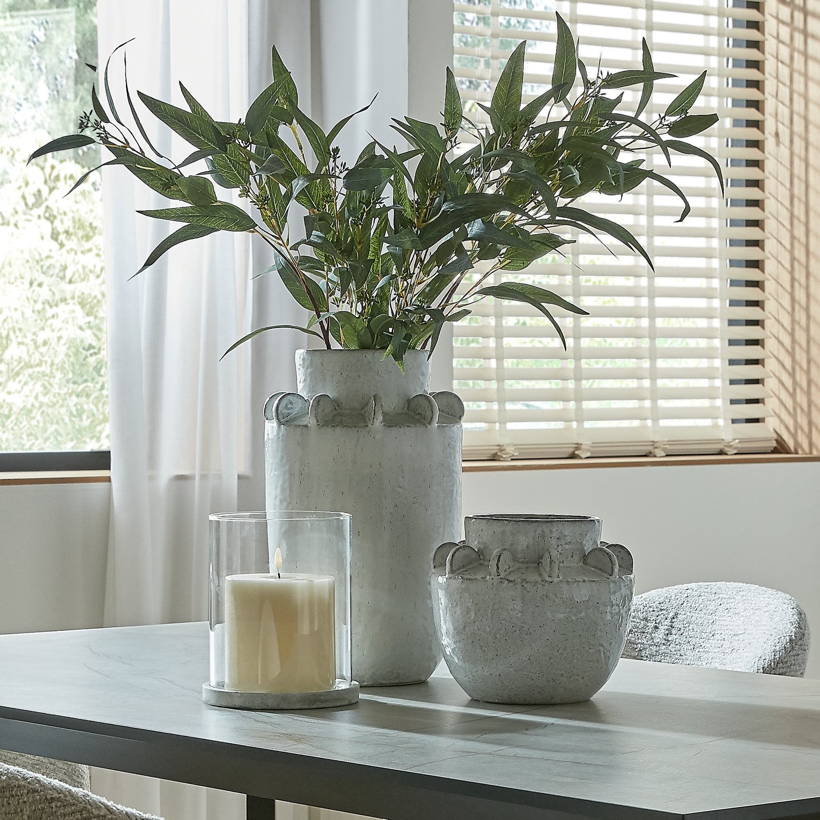 Athena Stone Large Hurricane Lantern