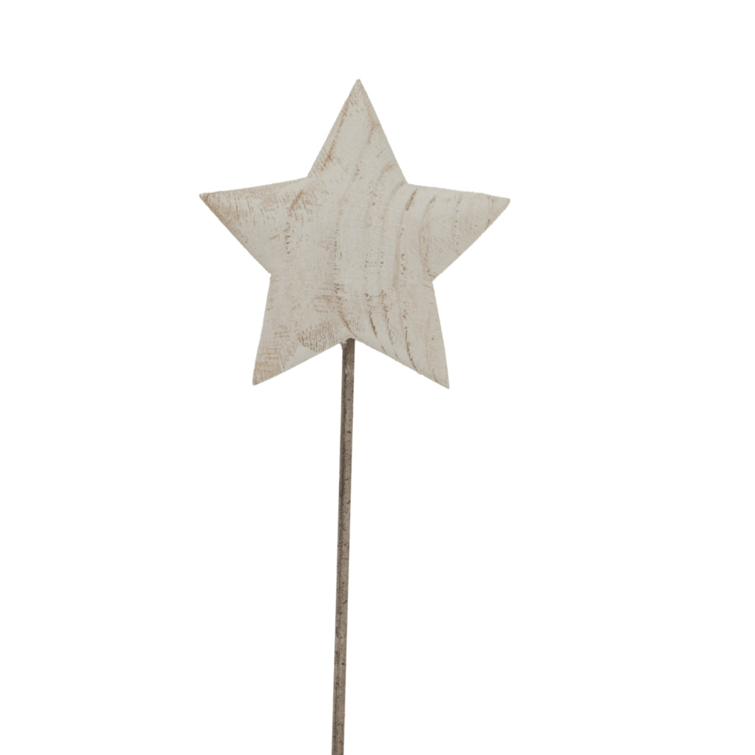 Whitewashed Rustic Star On Stand