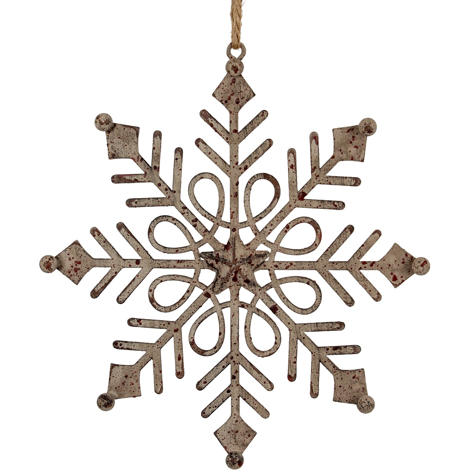 Rustic Hanging Gem Snowflake Decoration