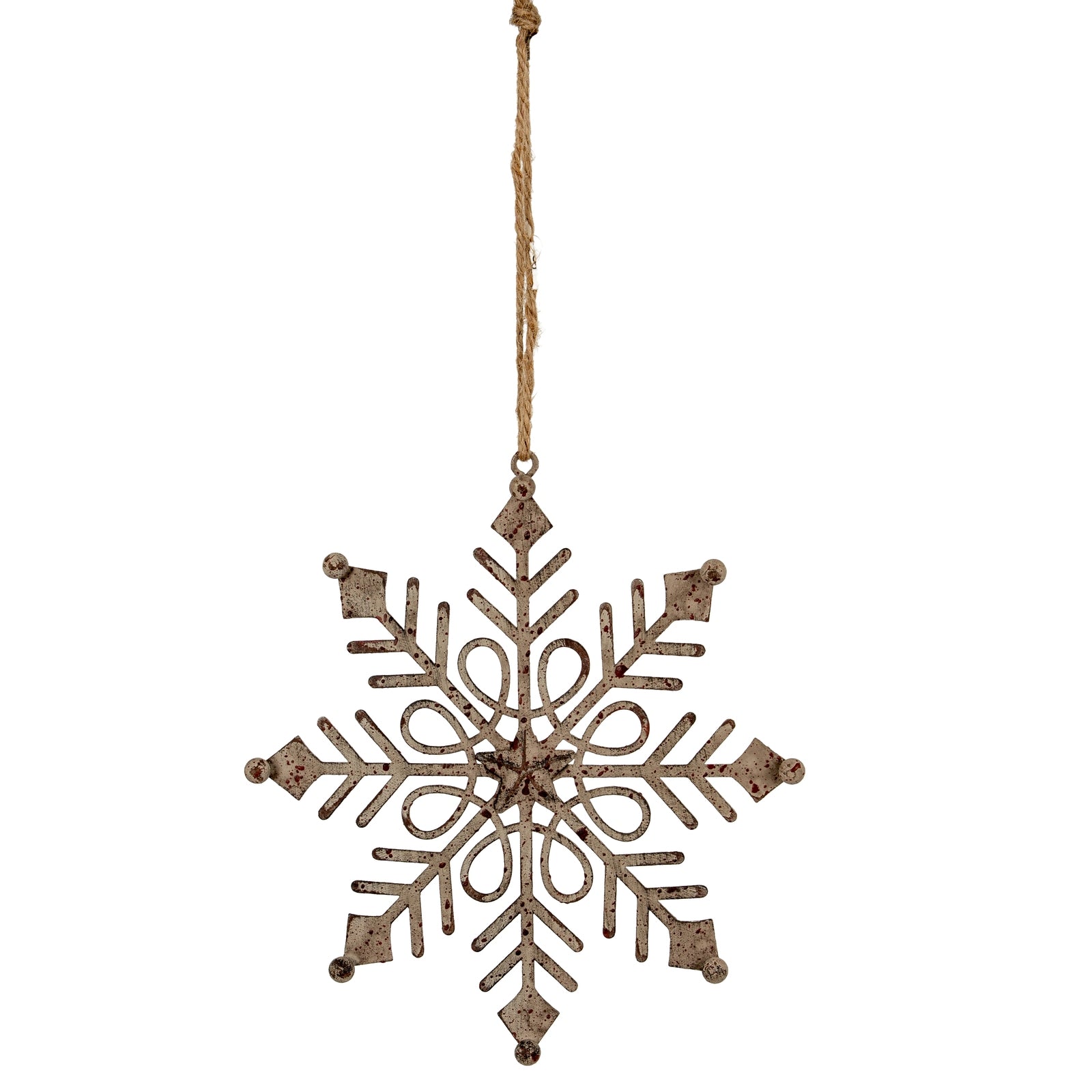Rustic Hanging Gem Snowflake Decoration
