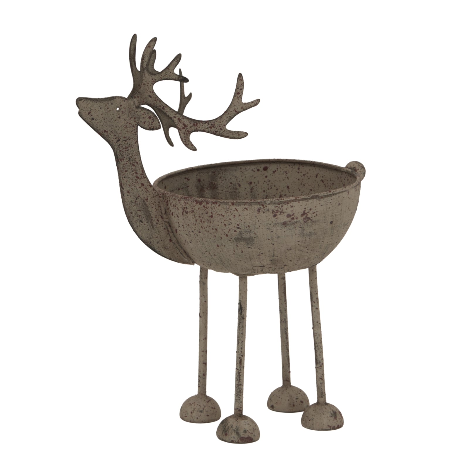 Rustic Metal Reindeer Bowl