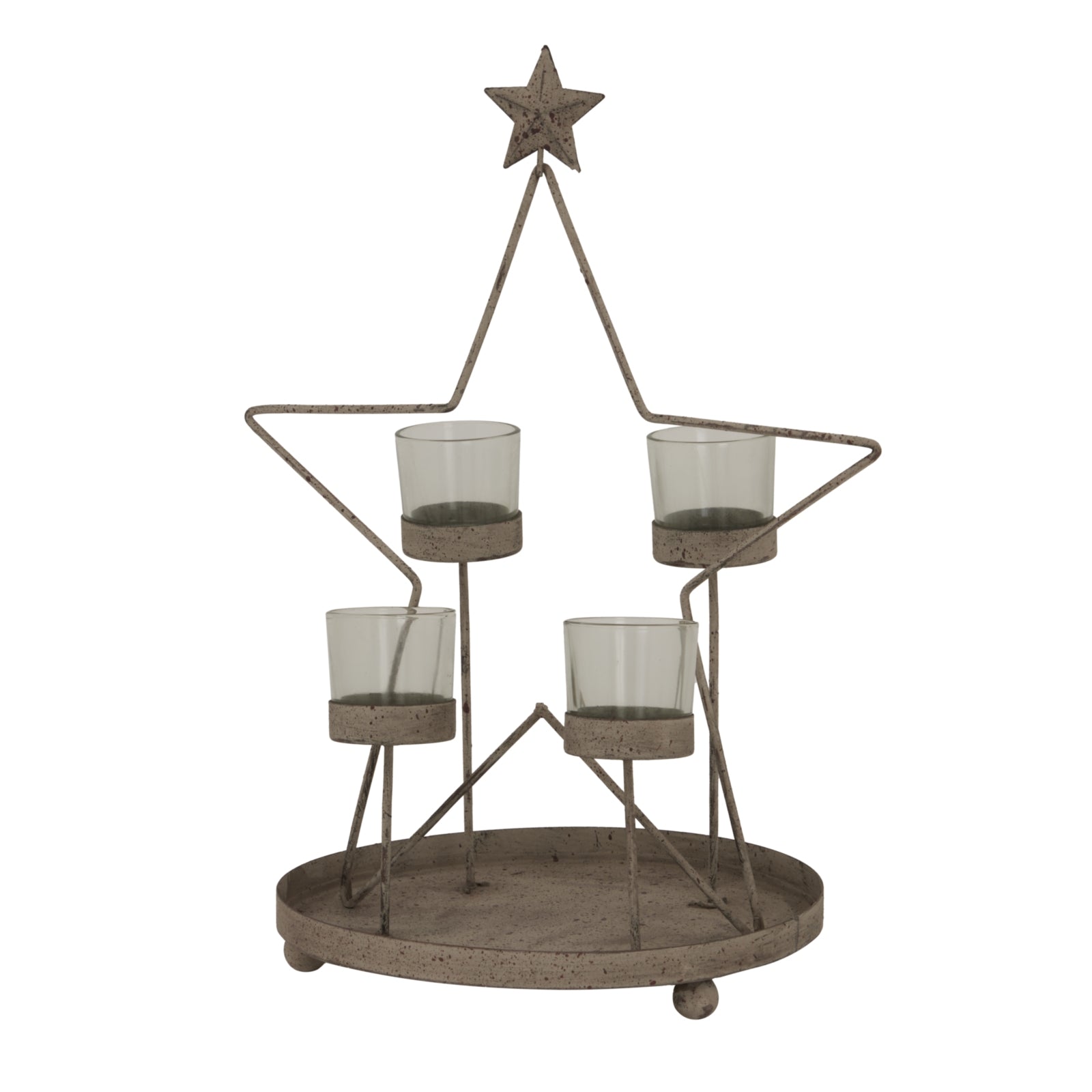 Rustic Outline Star With Four Glass Votives