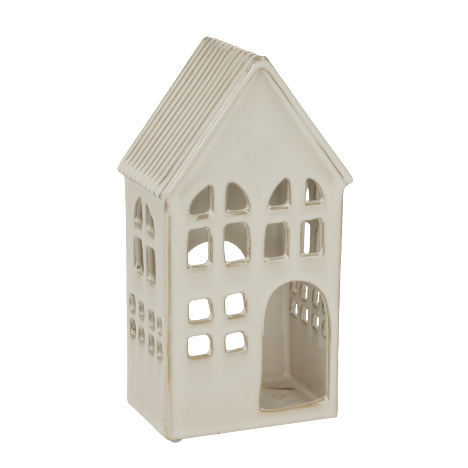 White Ceramic House Tea Light Holder