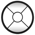 Black Wood Round Window Mirror