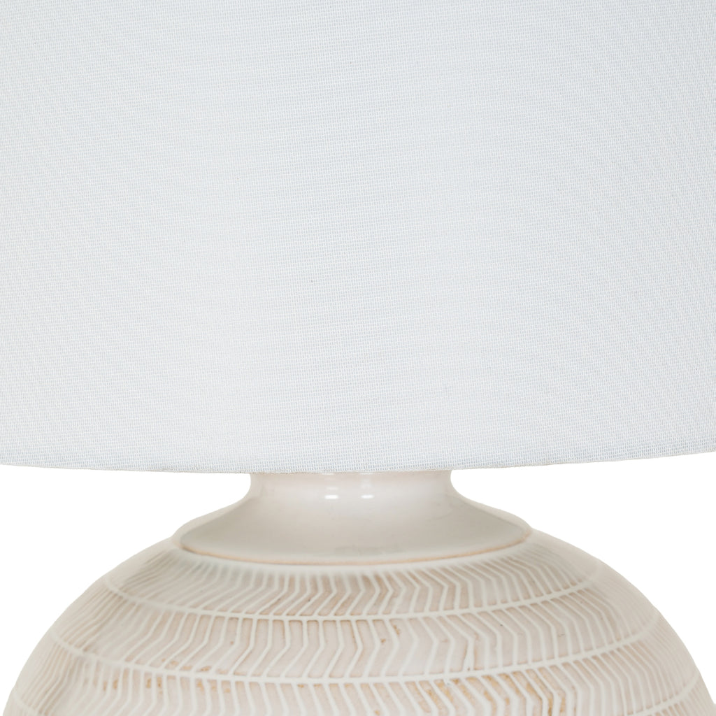 Chevronne Ceramic Table Lamp With Linen Shade