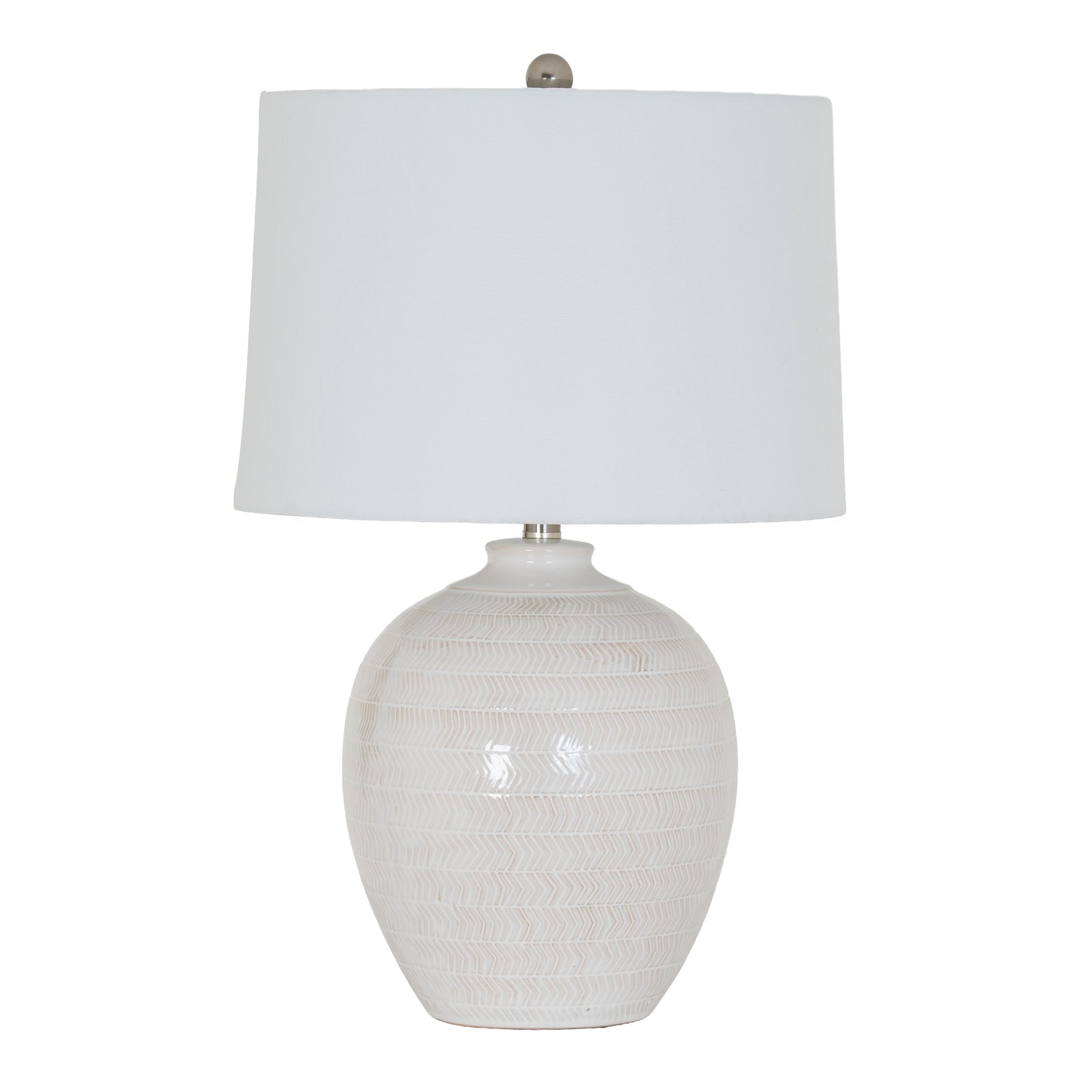 Chevronne Ceramic Table Lamp With Linen Shade