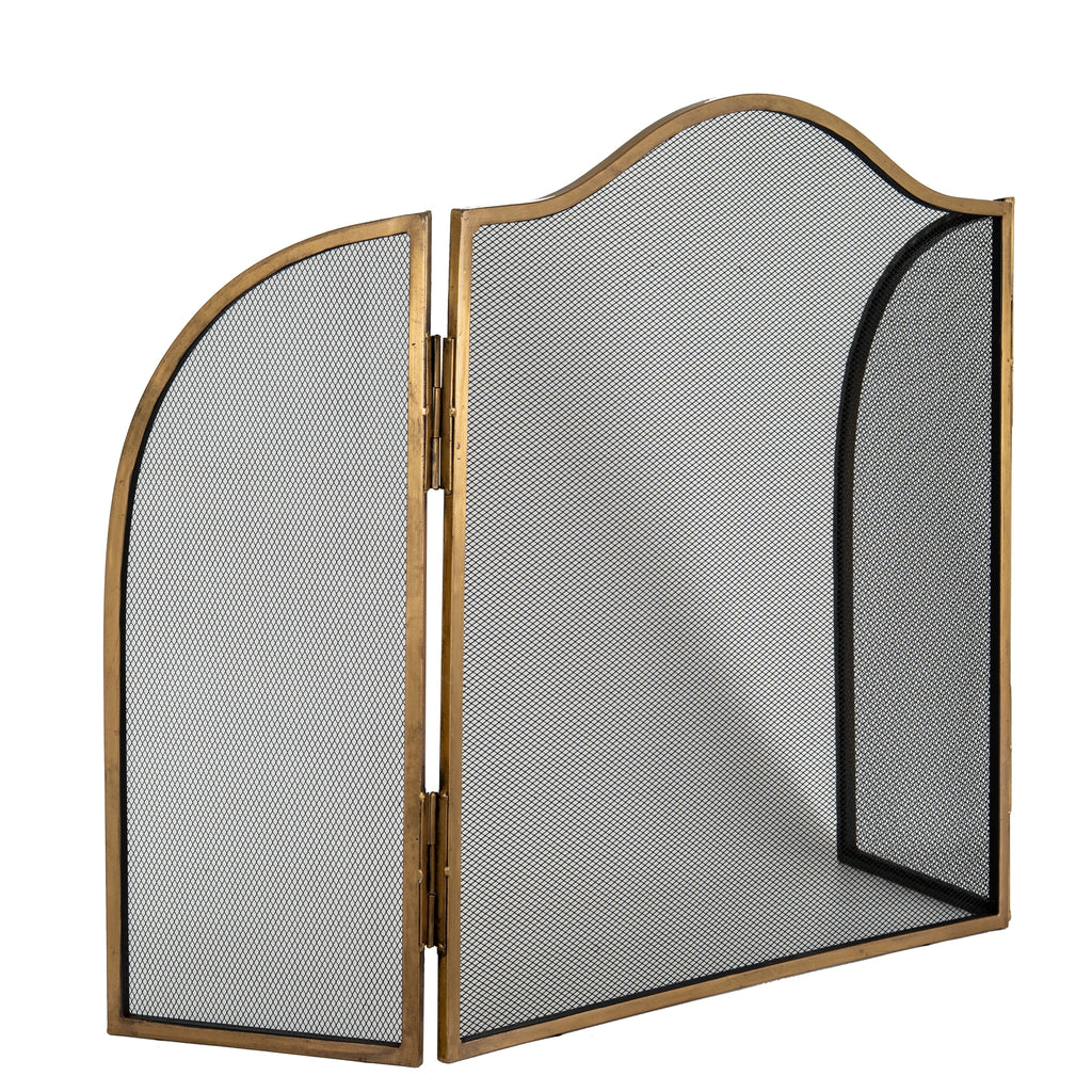Antiqued Brass Fire Screen