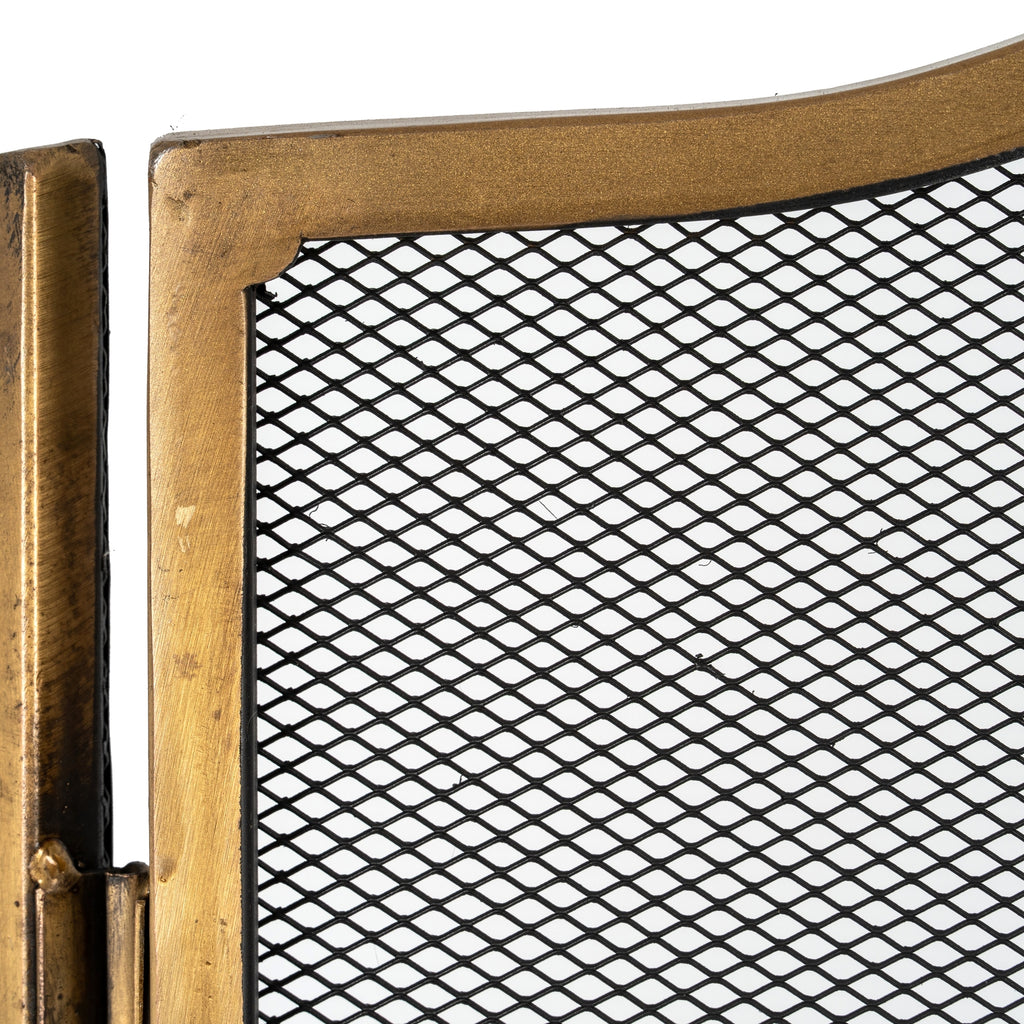 Antiqued Brass Fire Screen