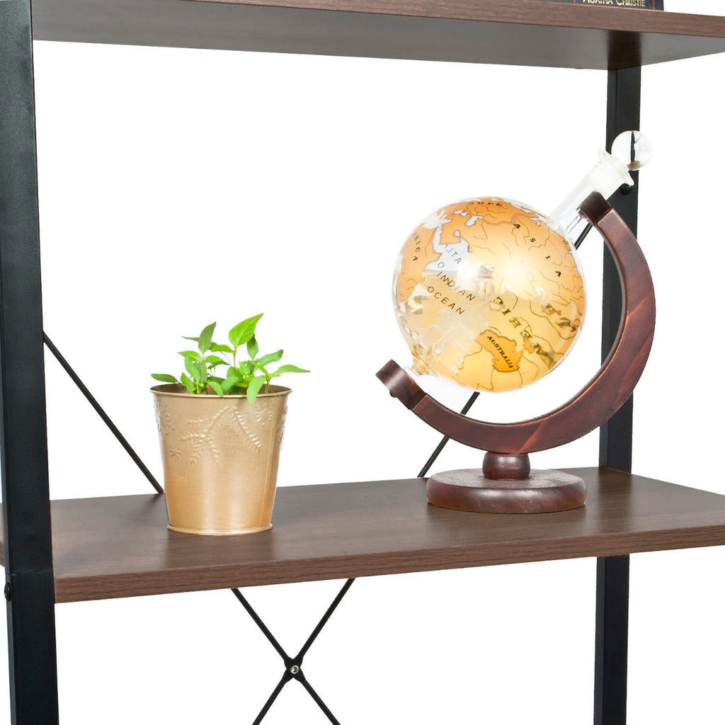 4 Tier Ladder Shelves - Walnut Finish