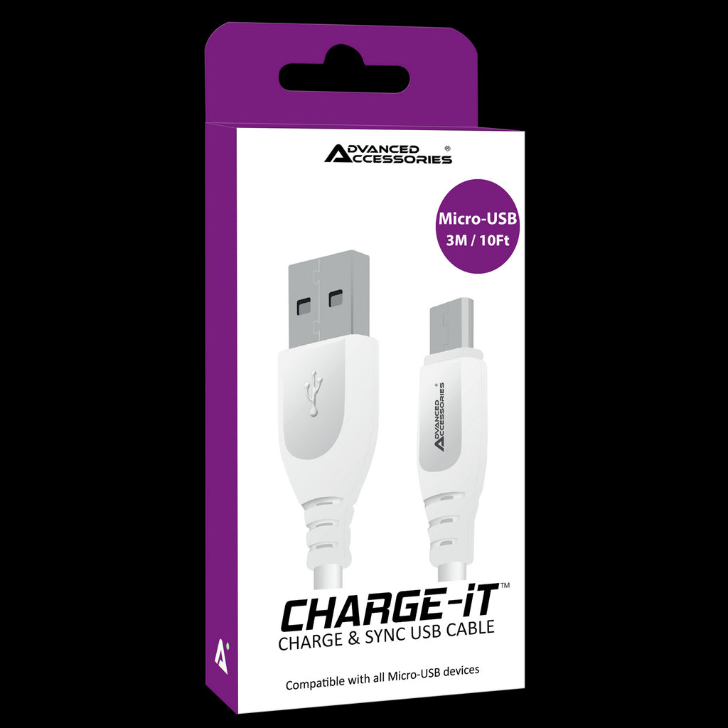 Advanced Accessories 3 Metre Micro to USB Cable- White