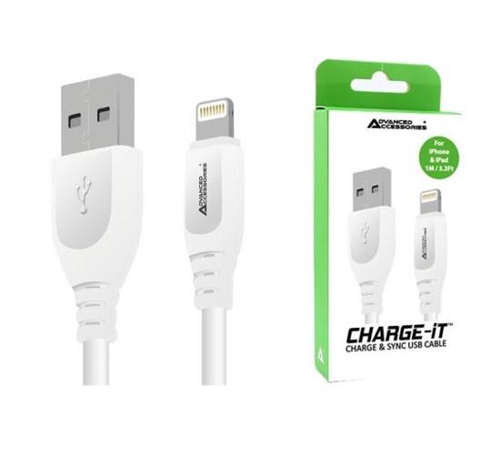 Advanced Accessories 1 Metre Lightning to USB Cable (iPhone)- White