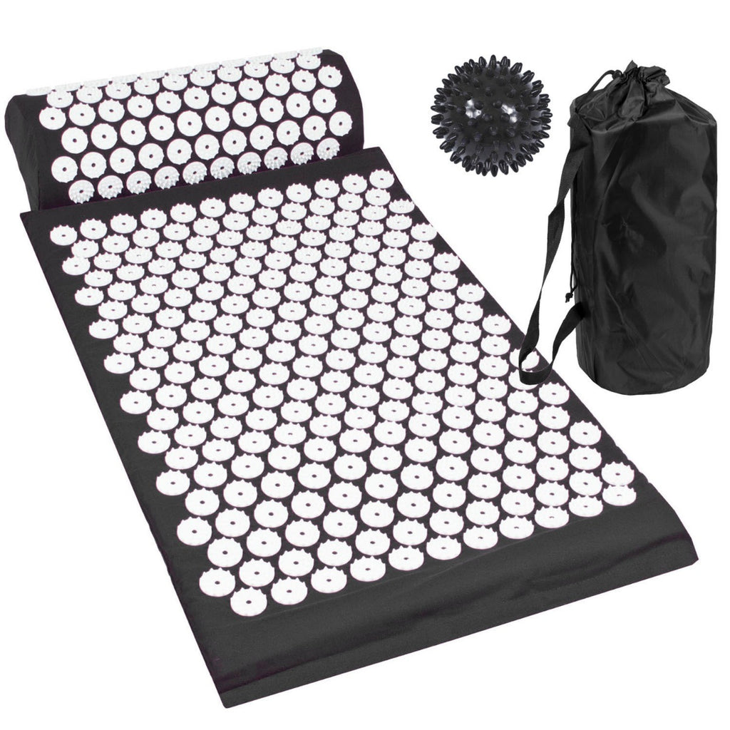 Acupressure Mat, Pillow and Ball Set - Black