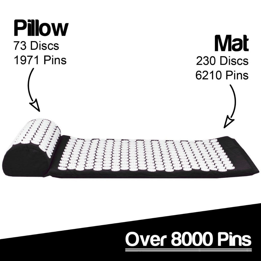 Acupressure Mat, Pillow and Ball Set - Black