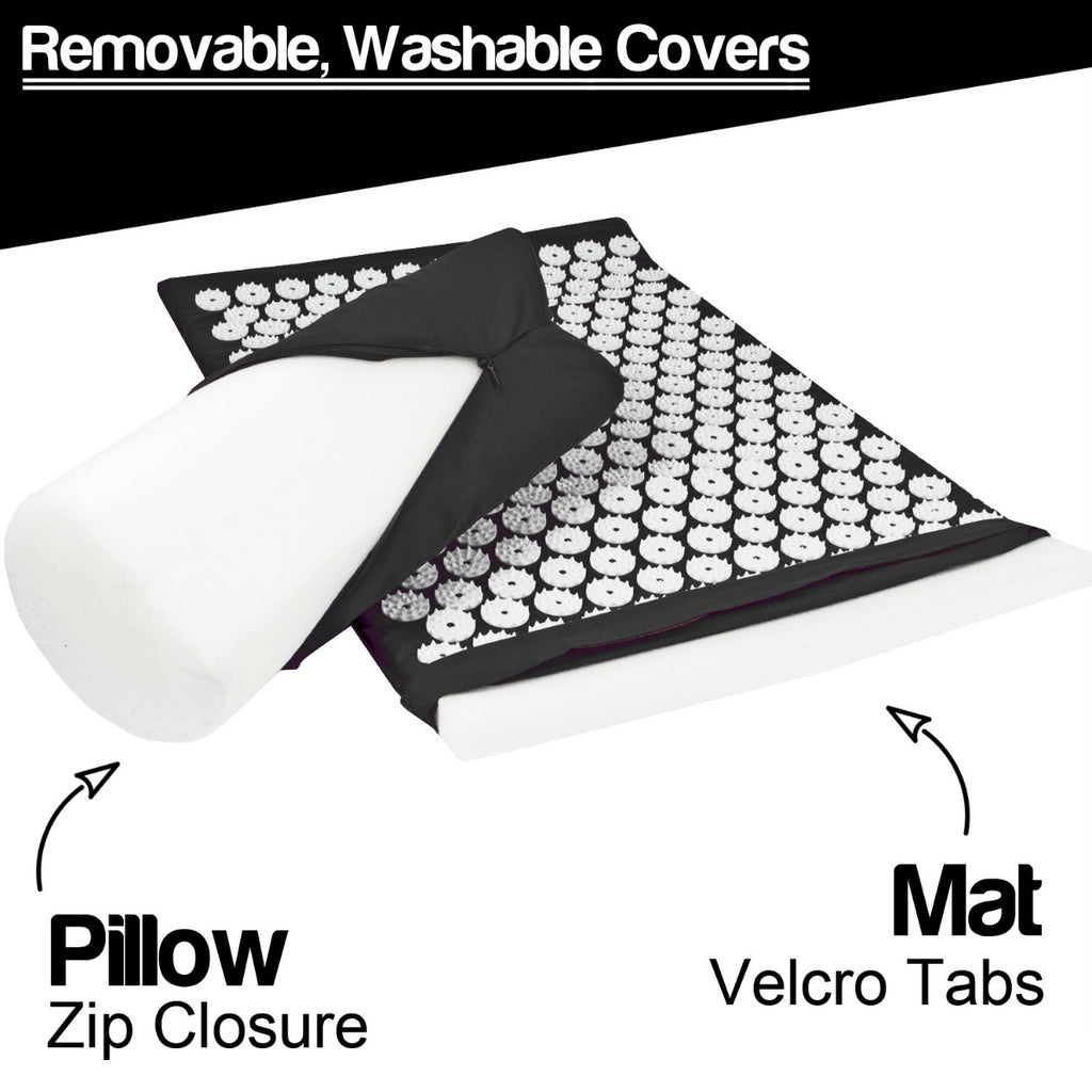 Acupressure Mat, Pillow and Ball Set - Black