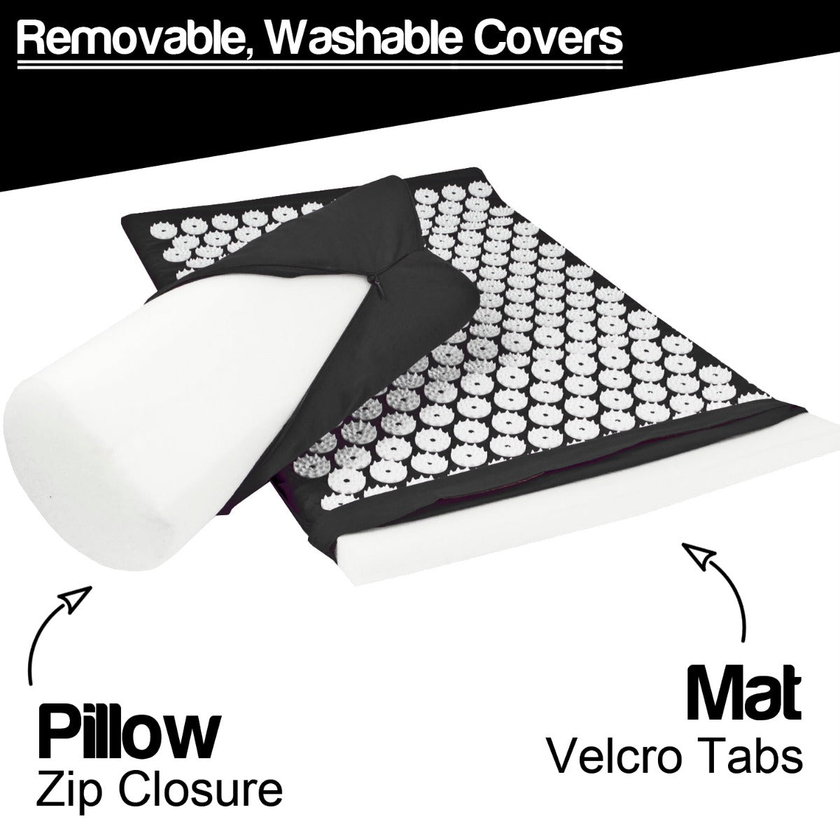 Acupressure Mat, Pillow and Ball Set - Black
