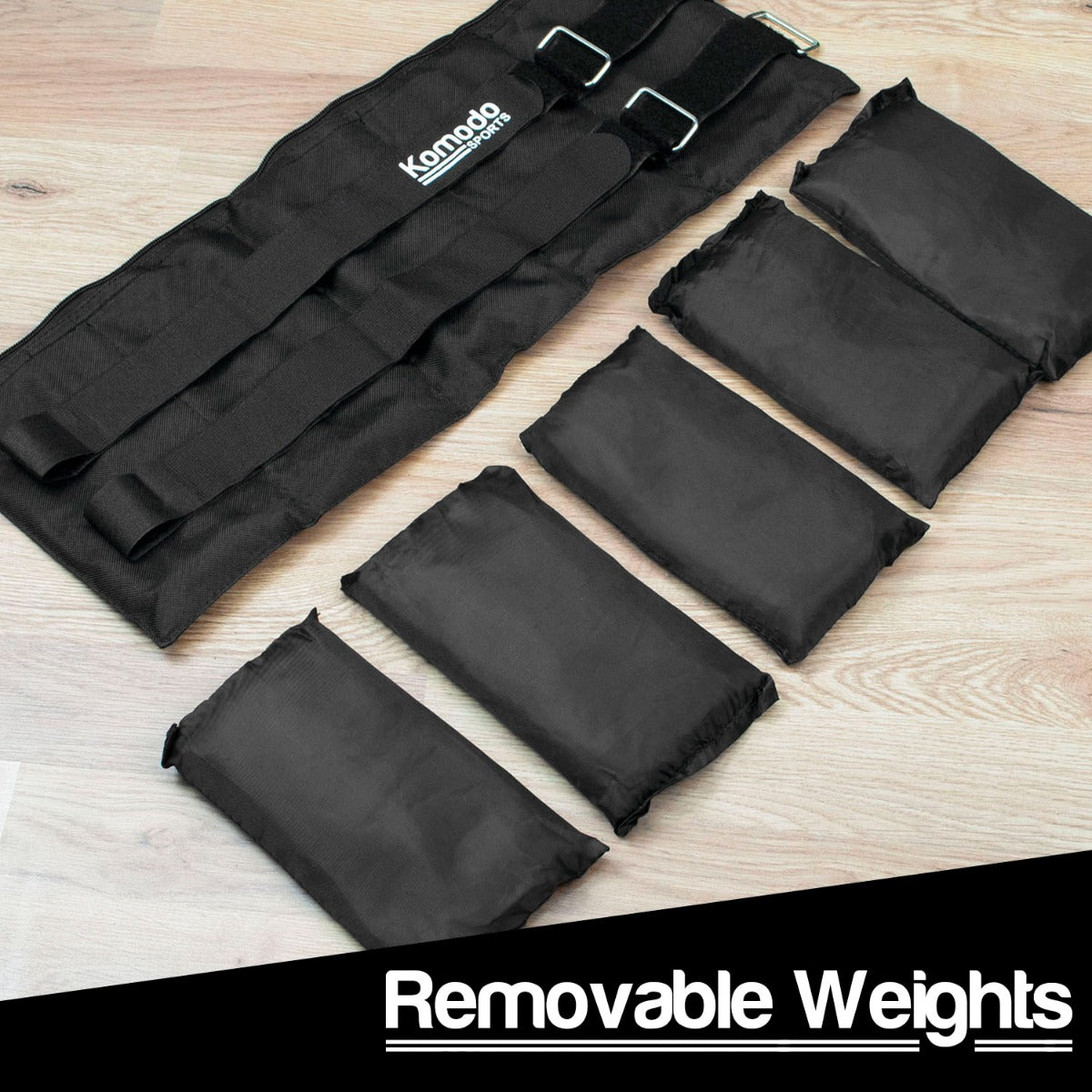 Black Adjustable Ankle Weights - Max 10kg