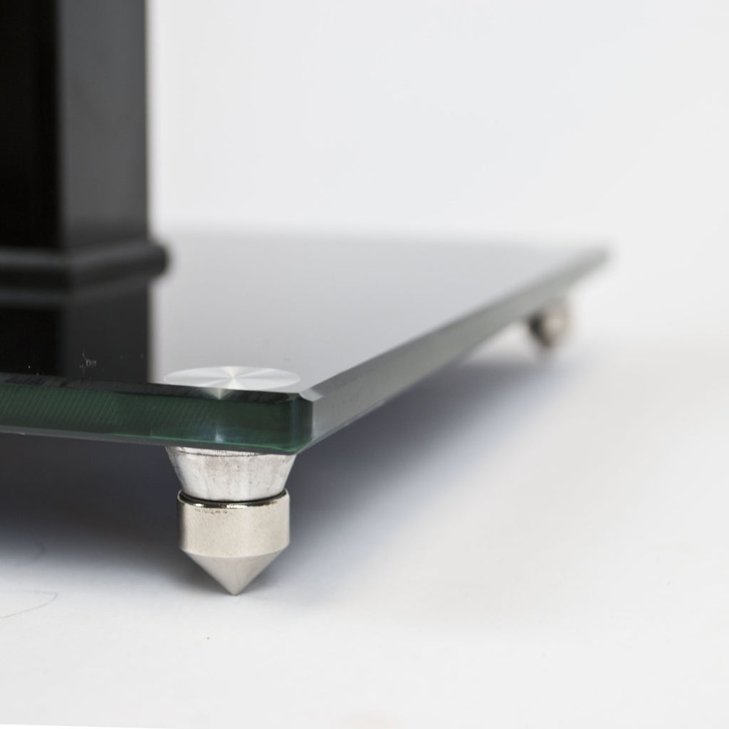 2x Black Glass Speaker Stands