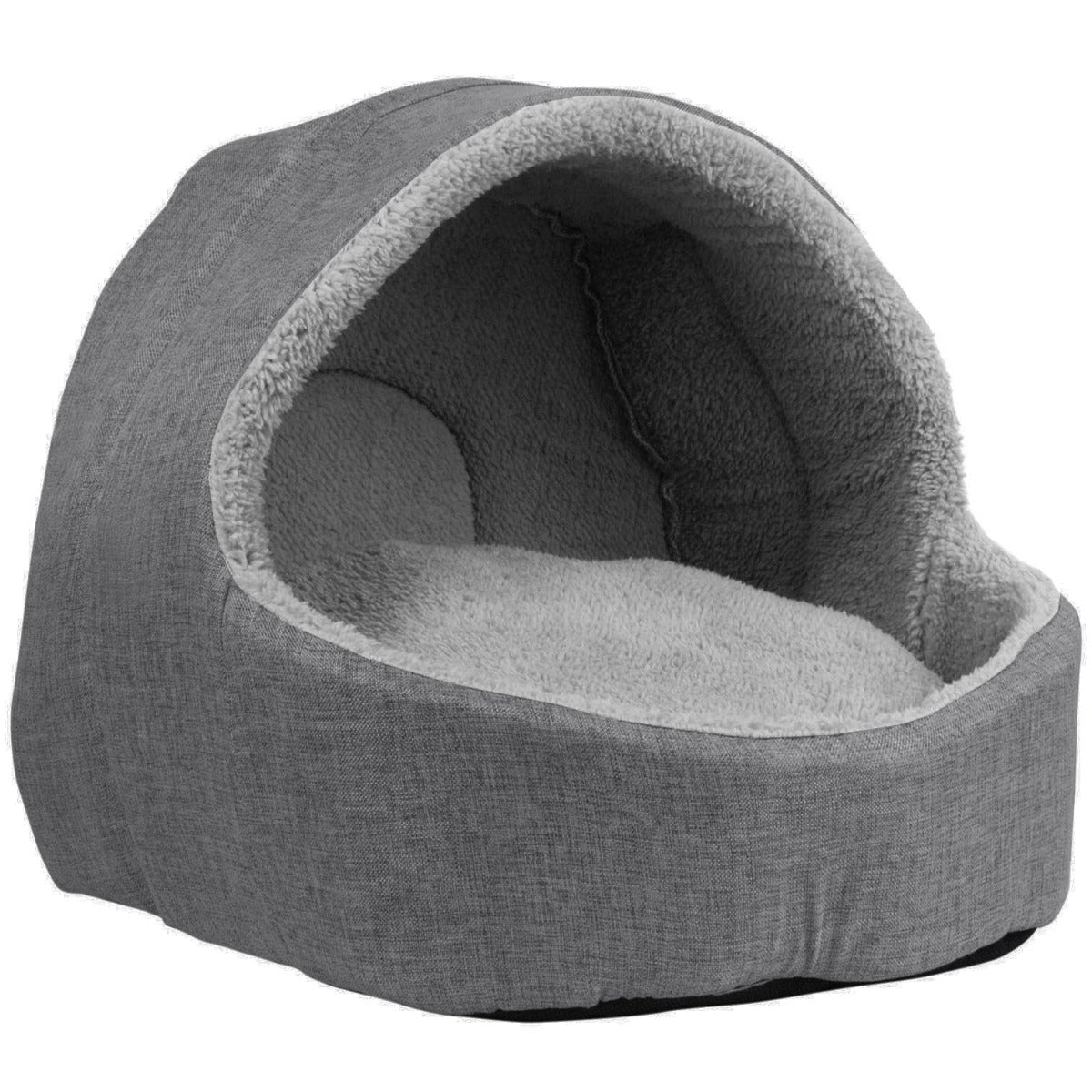 Soft Fleece Cat Igloo Bed - Grey