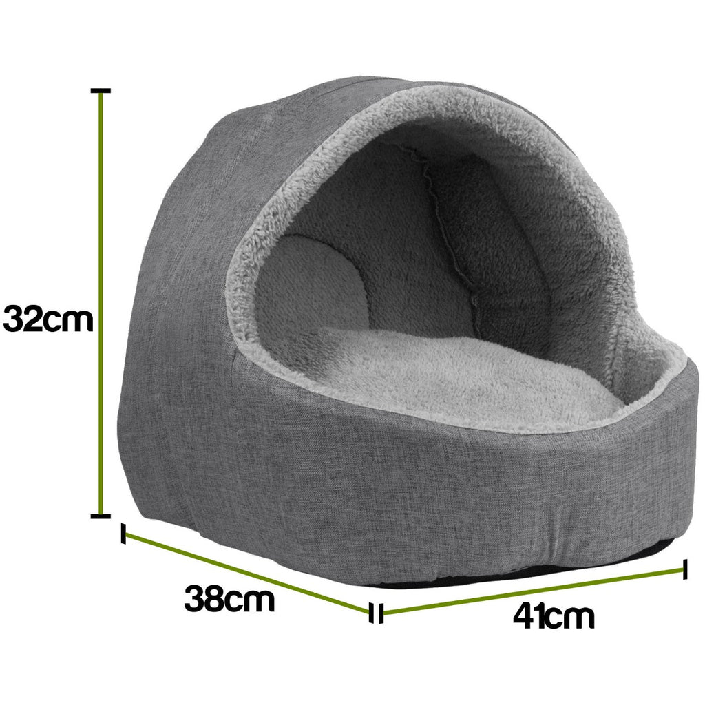 Soft Fleece Cat Igloo Bed - Grey