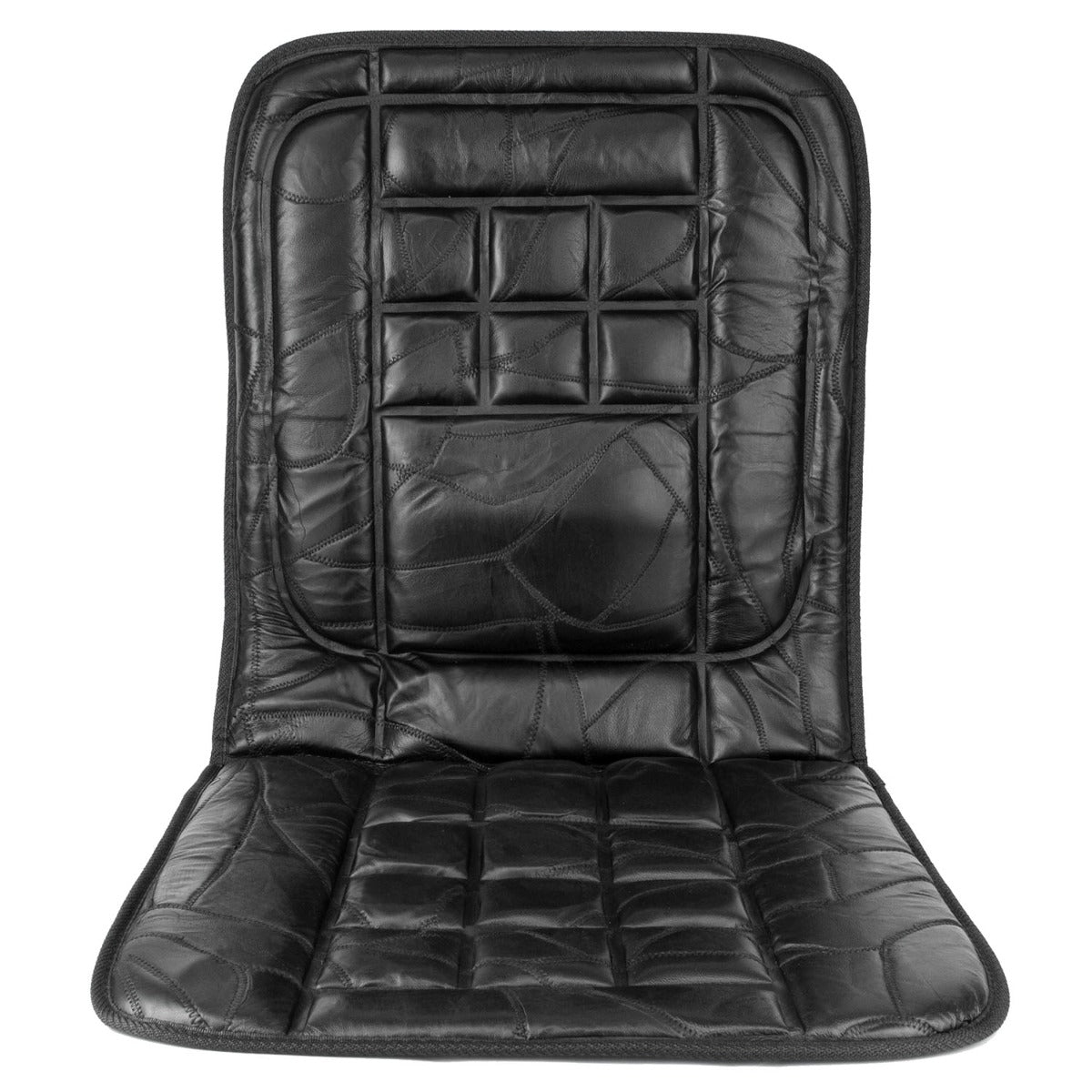 2 x Orthopaedic Leather Car Seat Covers - Black