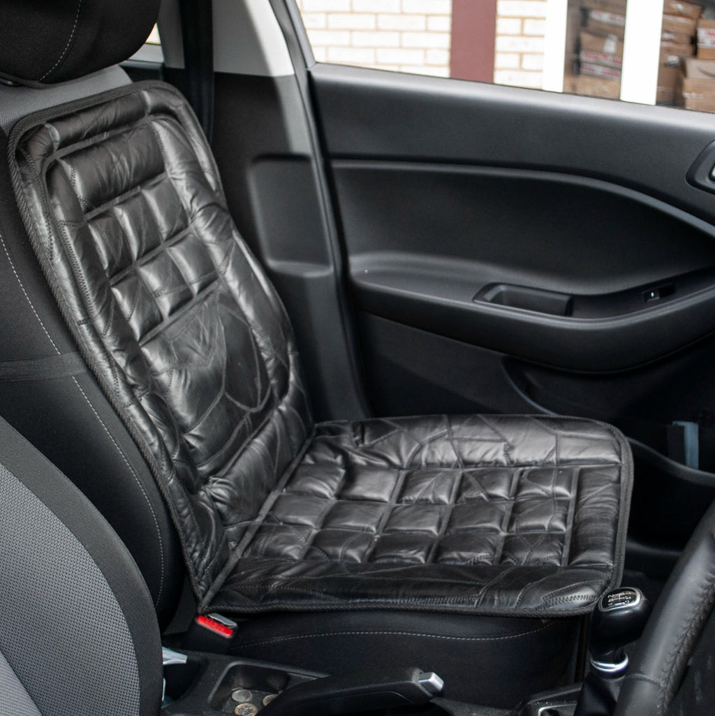 2 x Orthopaedic Leather Car Seat Covers - Black