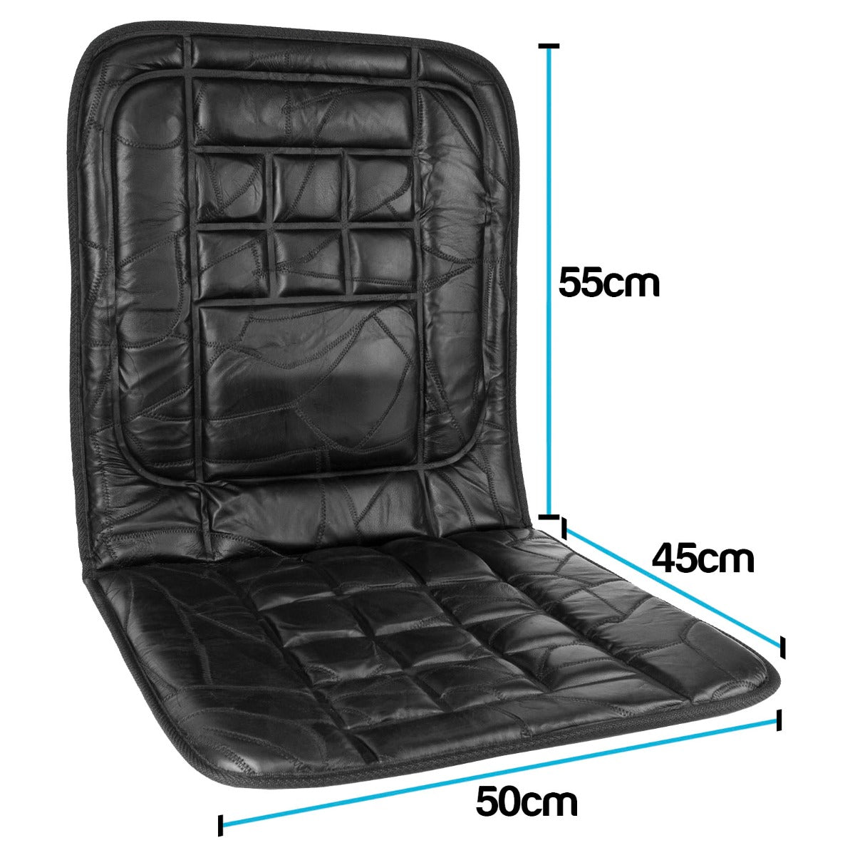 2 x Orthopaedic Leather Car Seat Covers - Black